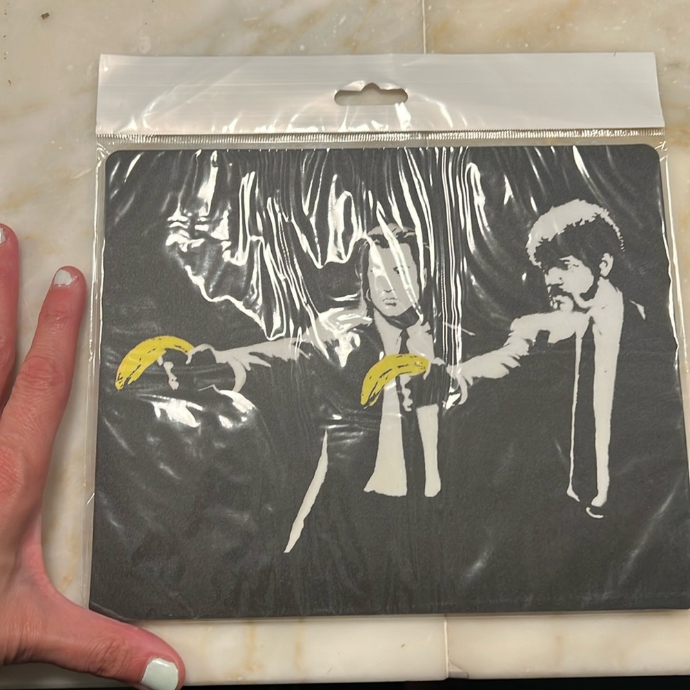 NWT BANKSY MOUSEPAD! Artist Banksy art mouse pad! PULP FICTION!